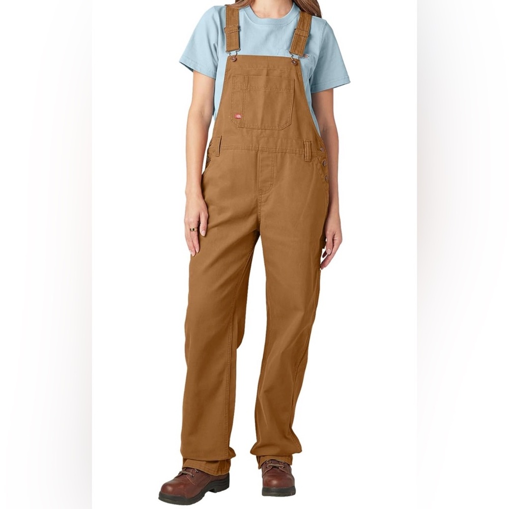 Dickies Women's Tan Brown Straight Leg Overalls